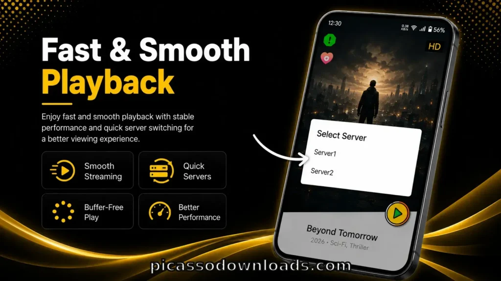 Fast and smooth playback feature banner for Pikashow app