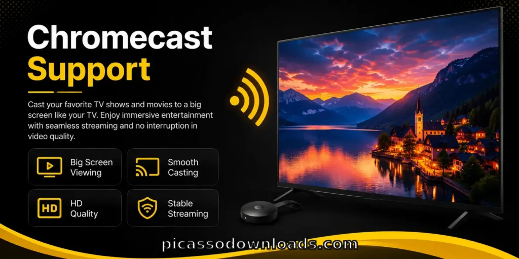 Chromecast support feature banner for big screen streaming