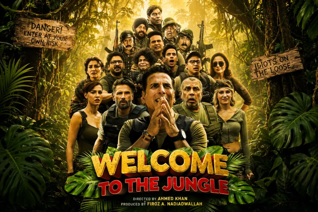 Welcome to the Jungle (2026) featured image with Akshay Kumar and the full cast in a jungle adventure comedy.
