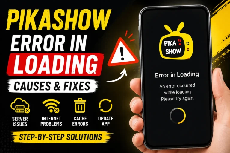 How to solve the loading problem in Pikashow 5 Pikashow Error in Loading screen with common causes and step-by-step troubleshooting solutions.